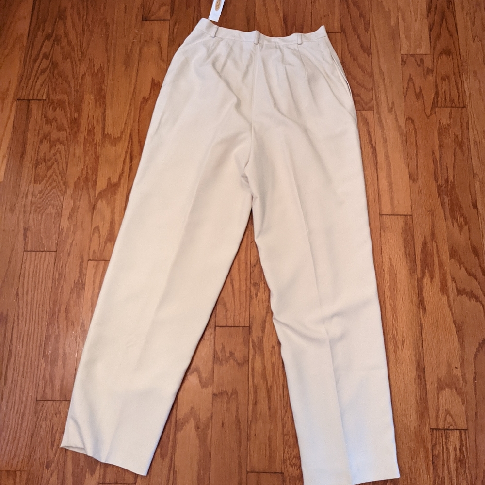 NWT Talbots Woman Pants Pure Silk Beige Dress Pants Fully Lined 10 High Waist